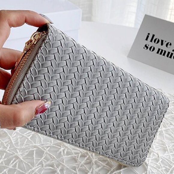 Trendy Vegan Leather Woven Pattern Zipper Wallet by Zenana - Picture 7 of 14